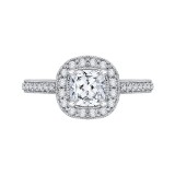Shah Luxury 14K White Gold Cushion Diamond Halo Engagement Ring (Semi-Mount) photo