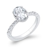 Shah Luxury 14K White Gold Oval Cut Diamond Halo Engagement Ring (With Center) photo 2