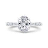 Shah Luxury 14K White Gold Oval Cut Diamond Halo Engagement Ring (With Center) photo