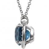 14K White 8 mm Round London Blue Topaz & .05 CTW Diamond 16 Necklace photo 2
