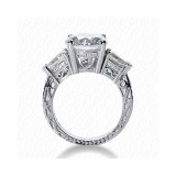 14k White Gold Diamond Semi-Mount 3 Stone Engagement Ring photo 2