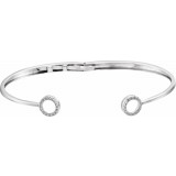 14K White 1/6 CTW Diamond Circle Hinged Cuff 7 Bracelet photo 2
