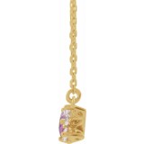 14K Yellow Pink Sapphire & 1/6 CTW Diamond 16 Necklace photo 2
