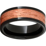 Black Diamond Ceramic Pipe Cut Band with a 5mm Copper Inlay and Bark Finish photo