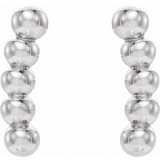 14K White 8.3x1.9 mm Curved Beaded Earrings photo 2