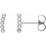 14K White 8.3x1.9 mm Curved Beaded Earrings photo