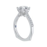 Shah Luxury 14K White Gold Round Diamond Solitaire with Accents Engagement Ring (Semi-Mount) photo 2