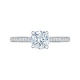 Shah Luxury 14K White Gold Round Diamond Solitaire with Accents Engagement Ring (Semi-Mount) photo