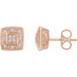 14K Rose 1/10 CTW Diamond Cluster Earrings photo