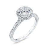 Shah Luxury Round Diamond Halo Engagement Ring In 14K White Gold (Semi-Mount) photo 2