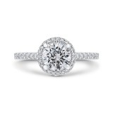 Shah Luxury Round Diamond Halo Engagement Ring In 14K White Gold (Semi-Mount) photo