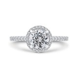 Shah Luxury Round Diamond Halo Engagement Ring In 14K White Gold (Semi-Mount) photo