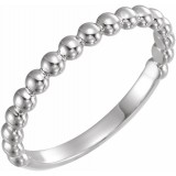 14K White Stackable Beaded Ring photo