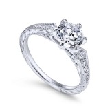 Gabriel & Co. 14k White Gold Victorian Straight Engagement Ring photo 3