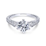 Gabriel & Co. 14k White Gold Victorian Straight Engagement Ring photo