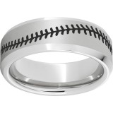Serinium Beveled Edge Band with Laser Satin and Laser Baseball Finish photo