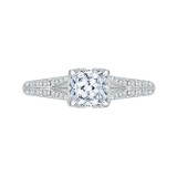 Shah Luxury 14K White Gold Cushion Cut Diamond Engagement Ring with Split Shank (Semi-Mount) photo