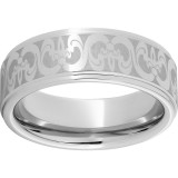 Serinium Flat Grooved Edge Band with Fleur De Lis Laser Engraving photo