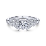 Gabriel & Co. 14k White Gold Victorian Split Shank Engagement Ring photo