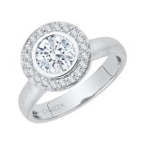 Shah Luxury 14K White Gold Round Diamond Halo Engagement Ring (Semi-Mount) photo 2