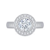 Shah Luxury 14K White Gold Round Diamond Halo Engagement Ring (Semi-Mount) photo
