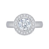 Shah Luxury 14K White Gold Round Diamond Halo Engagement Ring (Semi-Mount) photo