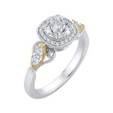 Shah Luxury 14K Tow-Tone Gold Round Diamond Halo Engagement Ring (Semi-Mount) photo 2