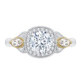 Shah Luxury 14K Tow-Tone Gold Round Diamond Halo Engagement Ring (Semi-Mount) photo