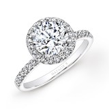 18k White Gold Prong Set Halo White Diamond Engagement Ring photo