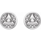 14K White Eye of Providence Earrings photo 2