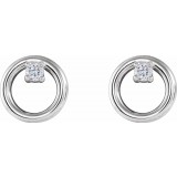 14K White .06 CTW Diamond Circle Earrings photo 2