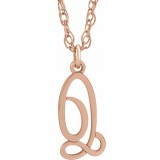 14K Rose Script Initial Q 16-18 Necklace photo
