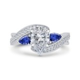 Shah Luxury 14K White Gold Pear Diamond Engagement Ring with Sapphire (Semi-Mount) photo