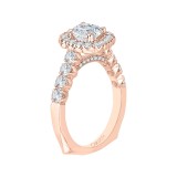 Shah Luxury 14K Rose Gold Cushion Cut Diamond Halo Engagement Ring (Semi-Mount) photo 2