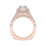 Shah Luxury 14K Rose Gold Cushion Cut Diamond Halo Engagement Ring (Semi-Mount) photo 4