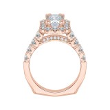 Shah Luxury 14K Rose Gold Cushion Cut Diamond Halo Engagement Ring (Semi-Mount) photo 4