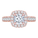 Shah Luxury 14K Rose Gold Cushion Cut Diamond Halo Engagement Ring (Semi-Mount) photo