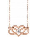 14K Rose 1/10 CTW Diamond Infinity-Inspired Heart 16-18 Necklace photo