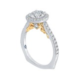 Shah Luxury 14K Two-Tone Gold Round Cut Diamond Halo Engagement Ring (Semi-Mount) photo 2