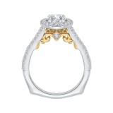 Shah Luxury 14K Two-Tone Gold Round Cut Diamond Halo Engagement Ring (Semi-Mount) photo 4
