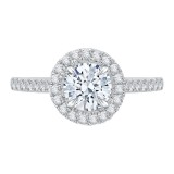 Shah Luxury 14K Two-Tone Gold Round Cut Diamond Halo Engagement Ring (Semi-Mount) photo