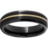 Black Diamond Ceramic Beveled Edge Band with a 1mm 18K Yellow Gold Inlay photo