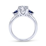 Gabriel & Co. 14k White Gold Contemporary 3 Stone Diamond & Gemstone Engagement Ring photo 2