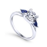Gabriel & Co. 14k White Gold Contemporary 3 Stone Diamond & Gemstone Engagement Ring photo 3