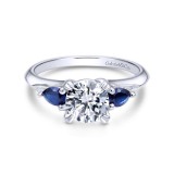 Gabriel & Co. 14k White Gold Contemporary 3 Stone Diamond & Gemstone Engagement Ring photo