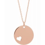 14K Rose Pierced Heart Disc 16-18 Necklace photo