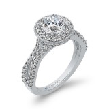 Shah Luxury 14K White Gold Round Diamond Halo Engagement Ring with Split Shank (Semi-Mount) photo 2