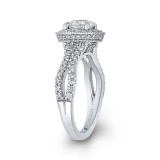 Shah Luxury 14K White Gold Round Diamond Halo Engagement Ring with Split Shank (Semi-Mount) photo 3