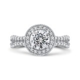 Shah Luxury 14K White Gold Round Diamond Halo Engagement Ring with Split Shank (Semi-Mount) photo