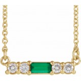 14K Yellow Emerald & 1/5 CTW Diamond 18 Necklace photo